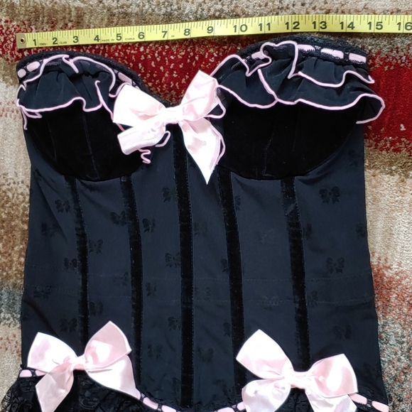 Coquette XL Black With Pink Bows Bustier Corset - Picture 9 of 15
